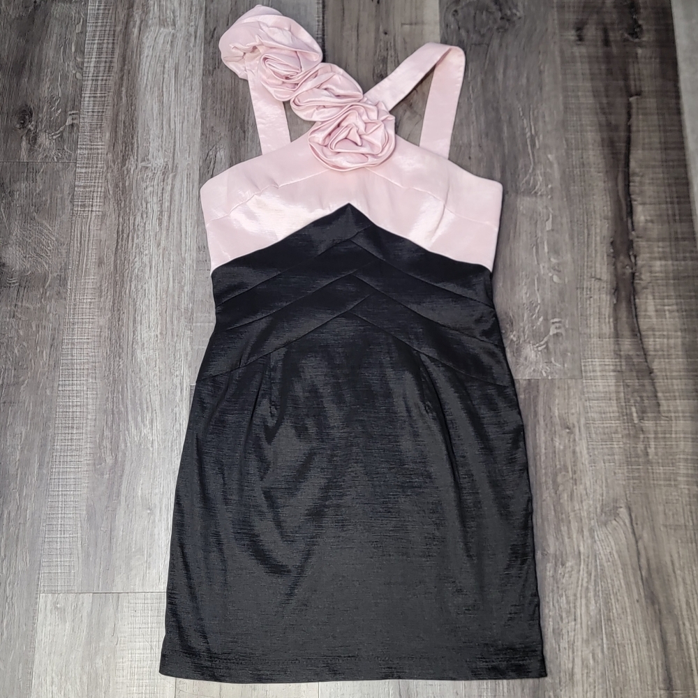Jessica McClintock Formal Dress with Rose Detail on Strap